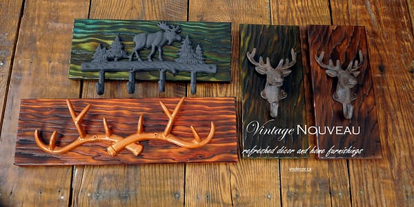 Moose Shou Sugi Ban | Animal Wall Hooks | Wildlife Hooks | Rustic Hanger | Deer Antler Coat Hooks | Northern Lights Art | Cast Iron Wall Hooks - Image 3