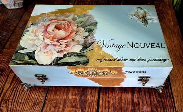 Custom Painted Decoupage Wooden Memory Box ~ Keepsake Vanity Dresser Box - Image 5