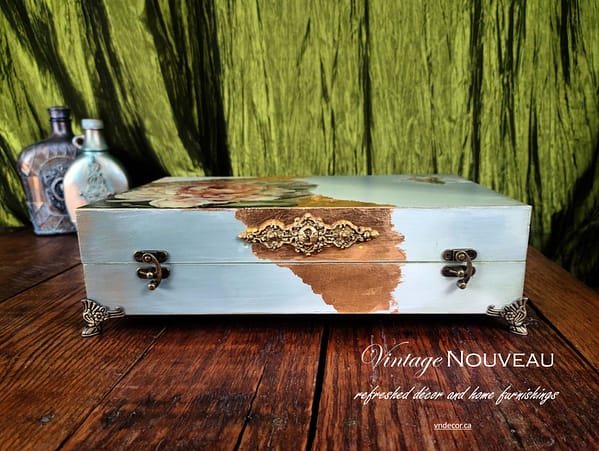 Custom Painted Decoupage Wooden Memory Box ~ Keepsake Vanity Dresser Box - Image 3