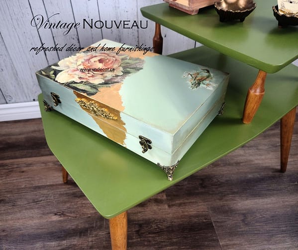 Custom Painted Decoupage Wooden Memory Box ~ Keepsake Vanity Dresser Box - Image 7